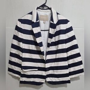 Banana Republic Women's Navy White Long Sleeve 2 Button Blazer Size 8